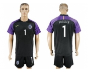 England #1 Forster Black Goalkeeper Soccer Country Jersey