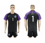 England #1 Hart Black Goalkeeper Soccer Country Jersey