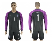 England #1 Hart Black Long Sleeves Goalkeeper Soccer Country Jersey