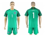 England #1 Hart Green Goalkeeper Soccer Country Jersey