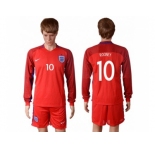 England #10 Rooney Away Long Sleeves Soccer Country Jersey