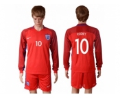 England #10 Rooney Away Long Sleeves Soccer Country Jersey
