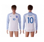 England #10 Rooney Home Long Sleeves Soccer Country Jersey
