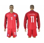 England #11 Lallana Away Long Sleeves Soccer Country Jersey