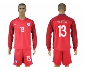 England #13 Heaton Away Long Sleeves Soccer Country Jersey
