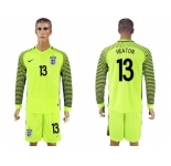 England #13 Heaton Green Long Sleeves Goalkeeper Soccer Country Jersey