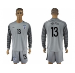 England #13 Heaton Grey Goalkeeper Long Sleeves Soccer Country Jersey