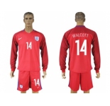 England #14 Walcott Away Long Sleeves Soccer Country Jersey