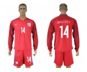 England #14 Walcott Away Long Sleeves Soccer Country Jersey