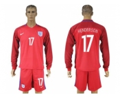 England #17 Henderson Away Long Sleeves Soccer Country Jersey