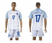 England #17 Henderson Home Soccer Country Jersey