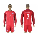 England #2 Walker Away Long Sleeves Soccer Country Jersey
