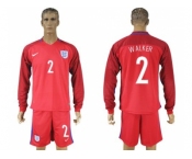 England #2 Walker Away Long Sleeves Soccer Country Jersey