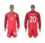 England #20 Barkley Away Long Sleeves Soccer Country Jersey