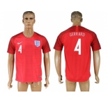 England #4 Gerrard Away Soccer Country Jersey