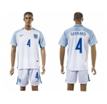 England #4 Gerrard Home Soccer Country Jersey