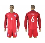 England #6 Stones Away Long Sleeves Soccer Country Jersey