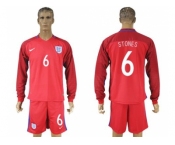 England #6 Stones Away Long Sleeves Soccer Country Jersey