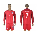 England #7 Milner Away Long Sleeves Soccer Country Jersey