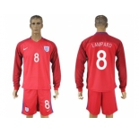 England #8 Lampard Away Long Sleeves Soccer Country Jersey
