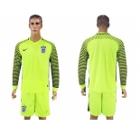 England Blank Green Long Sleeves Goalkeeper Soccer Country Jersey