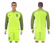 England Blank Green Long Sleeves Goalkeeper Soccer Country Jersey