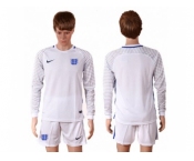 England Blank White Long Sleeves Goalkeeper Soccer Country Jersey