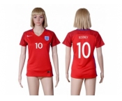 Women England #10 Rooney Away Soccer Country Jersey1