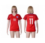 Women England #11 Sterling Away Soccer Country Jersey