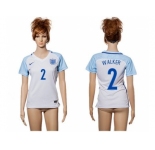 Women England #2 Walker Home Soccer Country Jersey