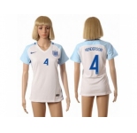 Women England #4 Henderson Home Soccer Country Jersey