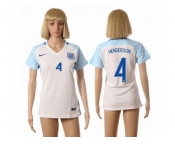 Women England #4 Henderson Home Soccer Country Jersey