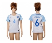Women England #6 Stones Home Soccer Country Jersey