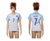 Women England #7 Milner Home Soccer Country Jersey