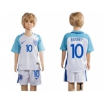 England #10 Rooney Home Kid Soccer Country Jersey