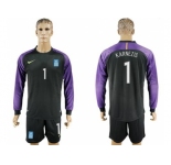 Greece #1 Karnezis Black Goalkeeper Long Sleeves Soccer Country Jersey