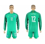 Greece #12 Kapino Green Goalkeeper Long Sleeves Soccer Country Jersey