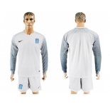 Greece Blank White Goalkeeper Long Sleeves Soccer Country Jersey