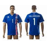 Iceland #1 Halldorsson Home Soccer Country Jersey2