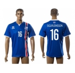 Iceland #16 Sigurjonsson Home Soccer Country Jersey1