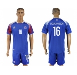 Iceland #16 Sigurjonsson Home Soccer Country Jersey
