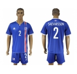 Iceland #2 Saevarsson Home Soccer Country Jersey