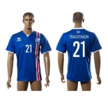 Iceland #21 Traustason Home Soccer Country Jersey1