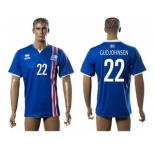 Iceland #22 Gudjohnsen Home Soccer Country Jersey1