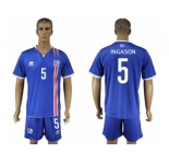 Iceland #5 Ingason Home Soccer Country Jersey