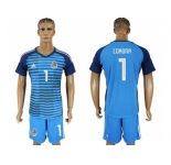Mexico #1 Corona Blue Goalkeeper Soccer Country Jersey