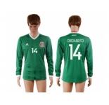 Mexico #14 Chicharito Home Long Sleeves Soccer Country Jersey1