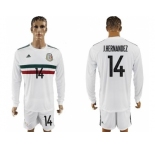 Mexico #14 J.Hernandez Away Long Sleeves Soccer Country Jersey