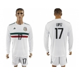 Mexico #17 Lopez Away Long Sleeves Soccer Country Jersey