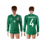 Mexico #4 Marquez Home Long Sleeves Soccer Country Jersey